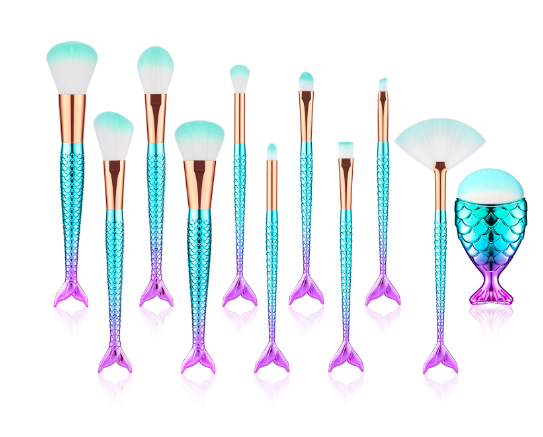 Mermaid Shaped Makeup Brushes Mermaid Shaped Makeup Brushes